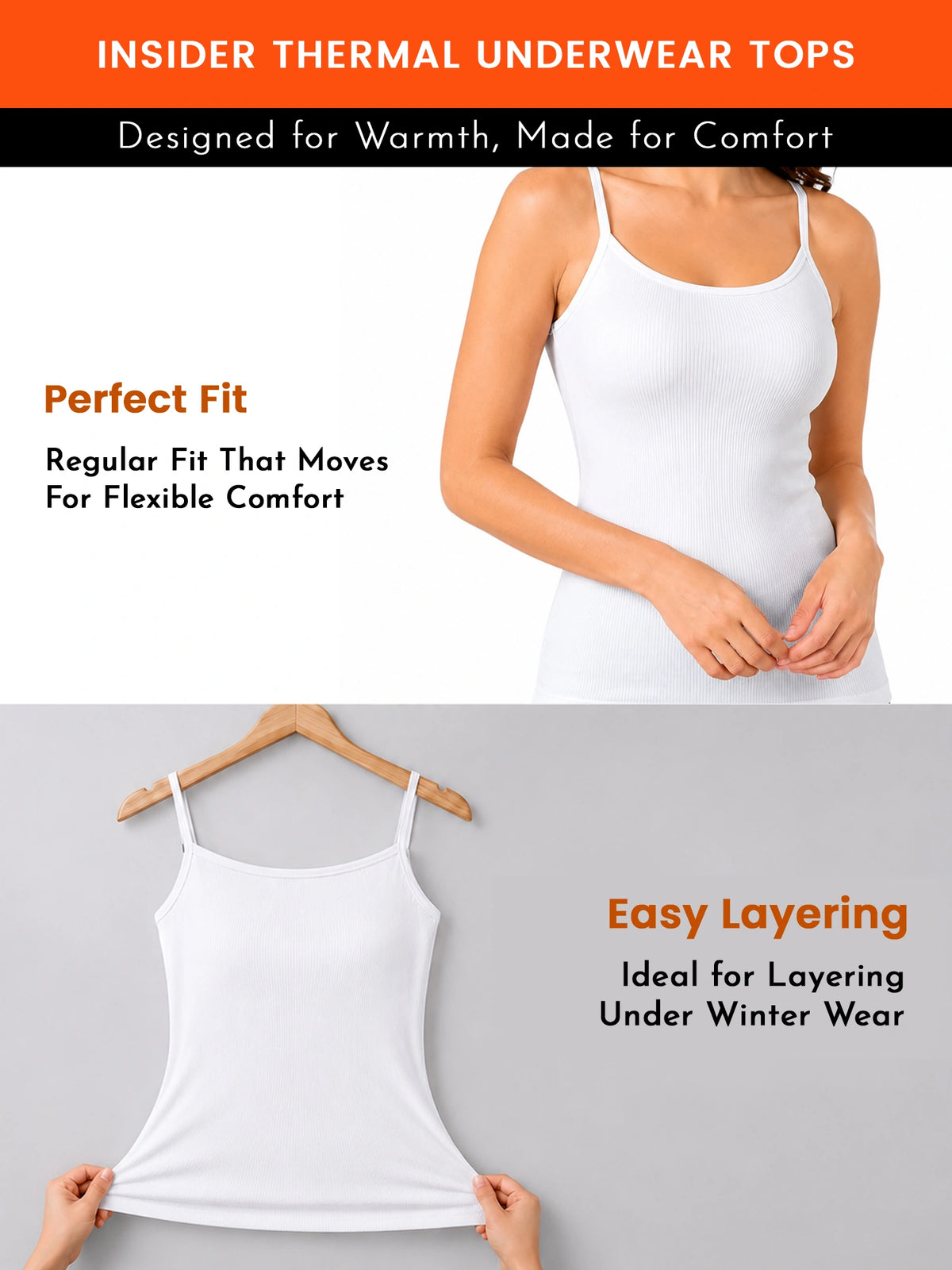 Women 100% Cotton Camisole Style Thermal Top with High Warmth Comfort and Winter Innerwear Essential