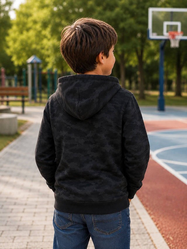 Boys Fleece Hooded Full Sleeve Top for Winter Wear, Casual Comfort and Easy Everyday Layering - Pack of 1