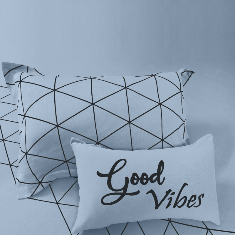 Single Cotton Fitted Bedsheet Arabic Blue - Bodycare