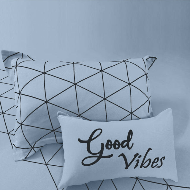 Single Cotton Fitted Bedsheet Arabic Blue - Bodycare