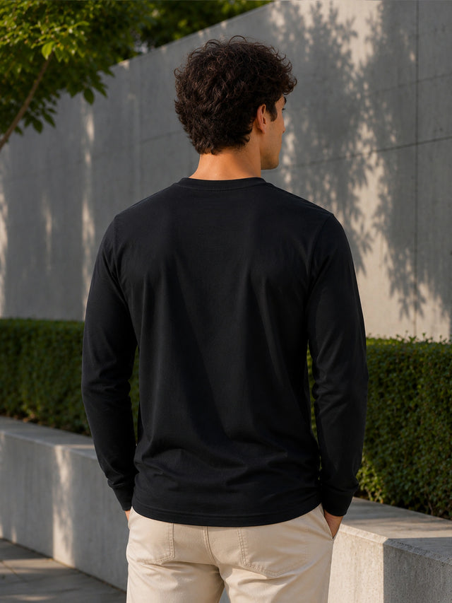 Men T-Shirt Round Neck Full Sleeves with Regular Styling for Everyday Casual Wear and Easy Layering Comfort