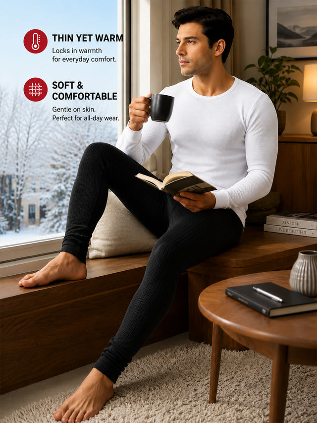 Men Antibacterial Thermal Bottom for Winter Base Layering, Cold-Weather Comfort and Everyday Warm Innerwear Essentials