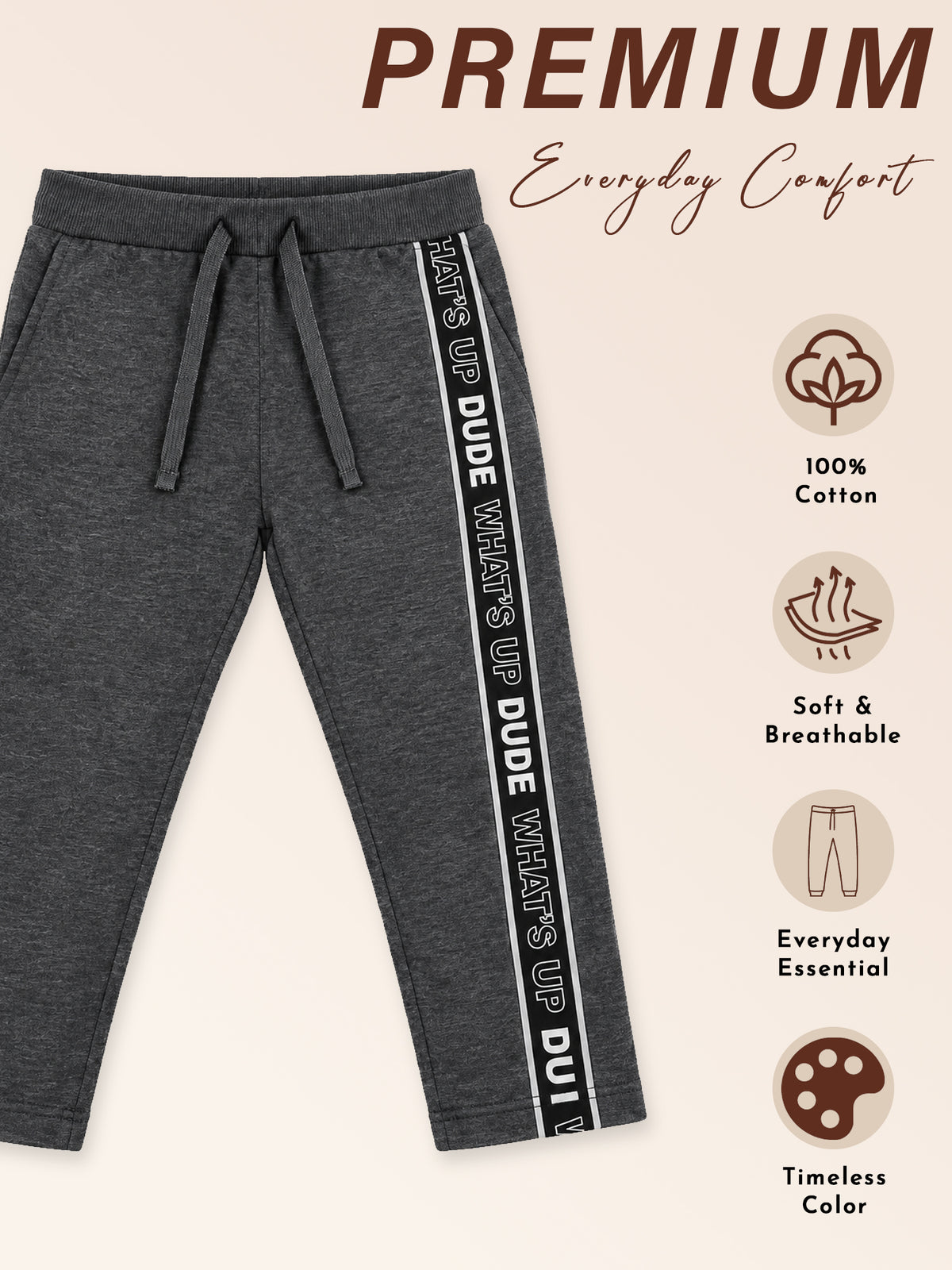 Baby Boys Solid Track Pant for Comfortable Casual Dressing, Lounge Wear and Easy Everyday Movement - Pack of 1
