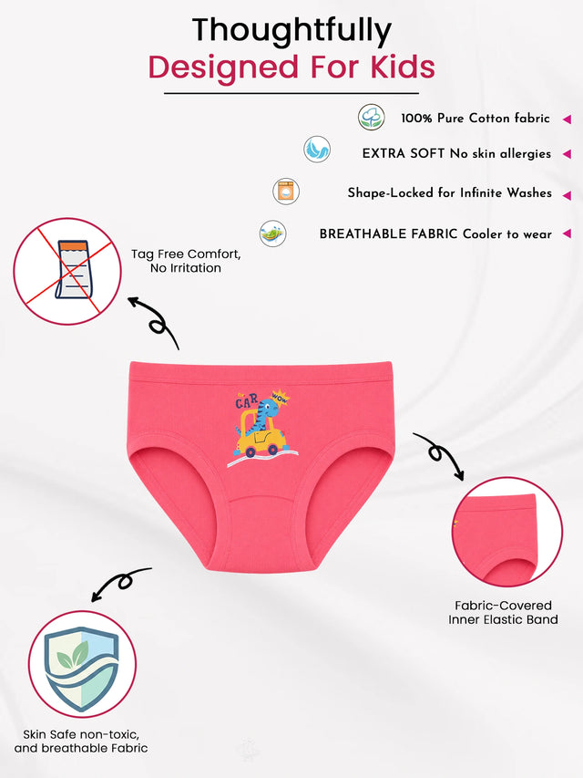 Baby Girls Printed Panty with Inner Elastic Waistband for Comfortable Innerwear Essentials and Regular Use - Pack of 6