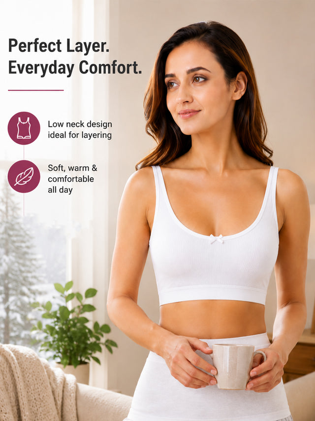 Women Antibacterial Sleeveless Thermal Top with Round Neck Design for Winter Base Layering and Cold-Weather Comfort