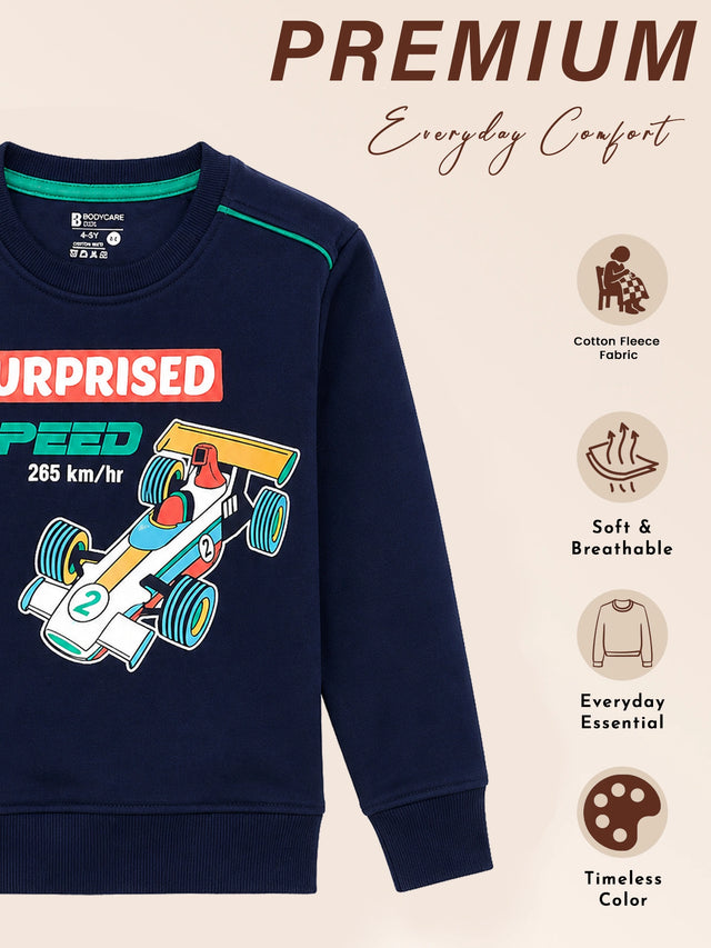 Boys Fleece Round Neck Full Sleeve Sweatshirt for Cozy Winter Wear, Casual Comfort and Everyday Wardrobe Styling - Pack of 1