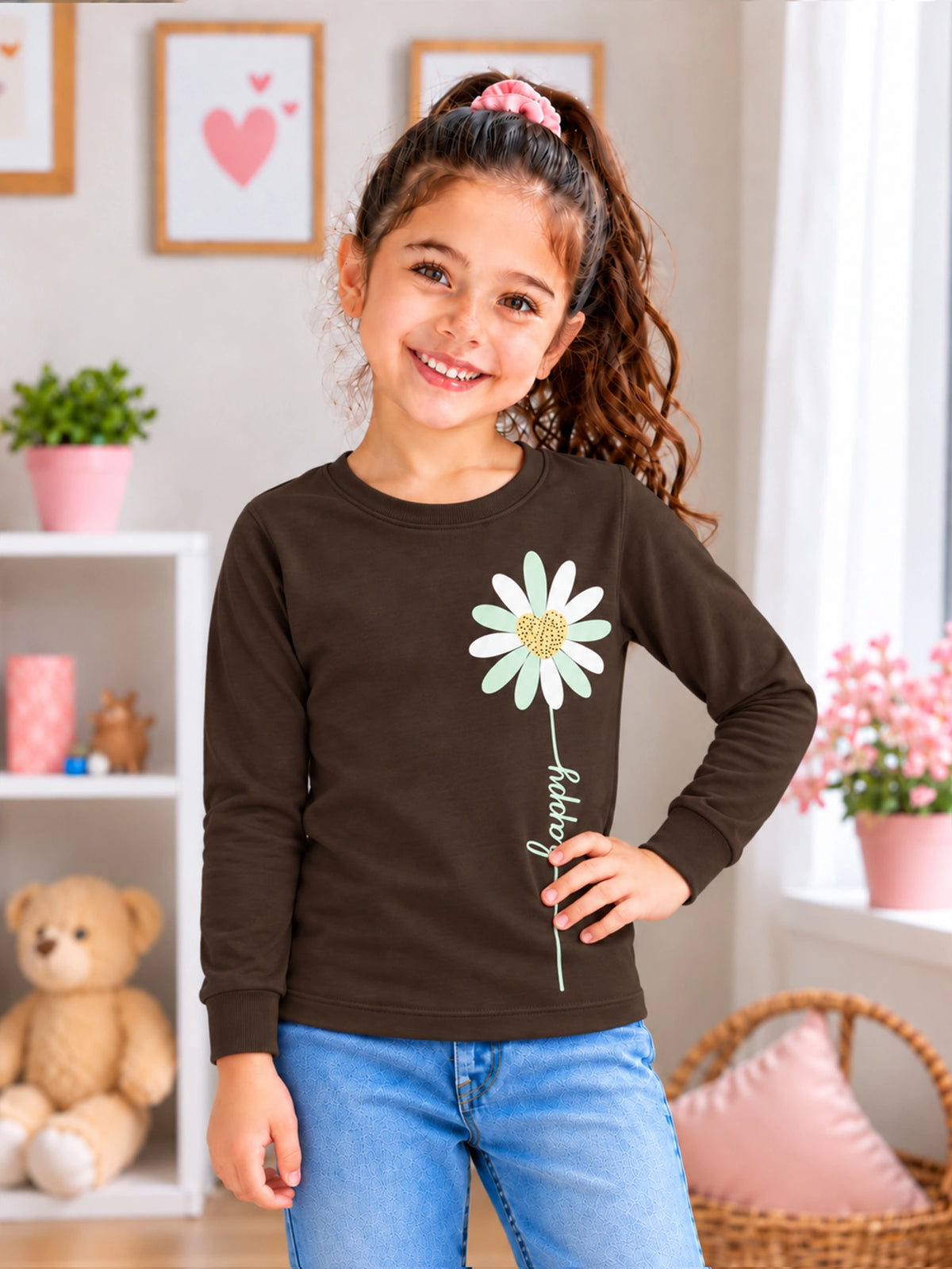Girls Round Neck Full Sleeve T-Shirt for Casual Wear, Comfortable Coverage and Regular Wardrobe Use - Pack of 1