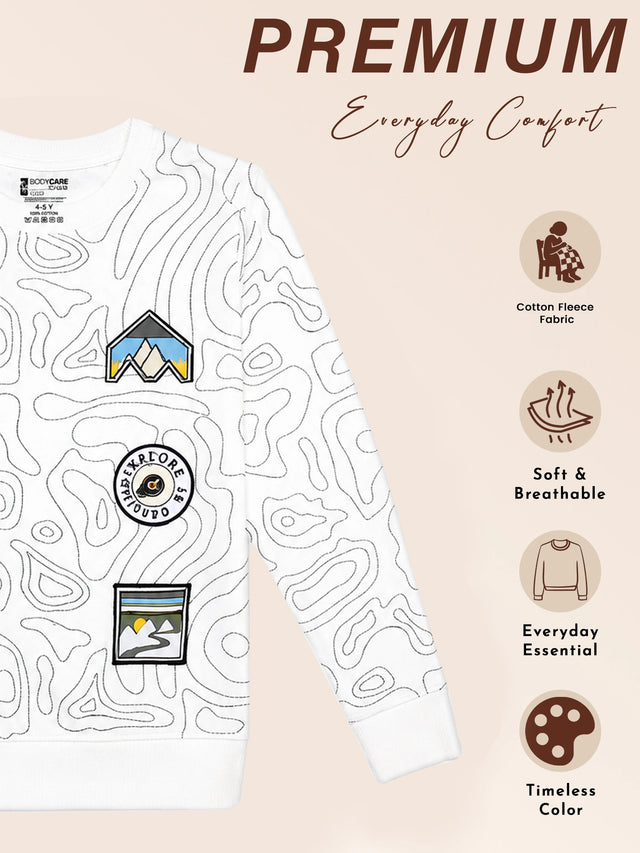 Boys French Terry Printed Sweatshirt with Full Sleeves for Winter Wear, Casual Comfort and Easy Layering - Pack of 1