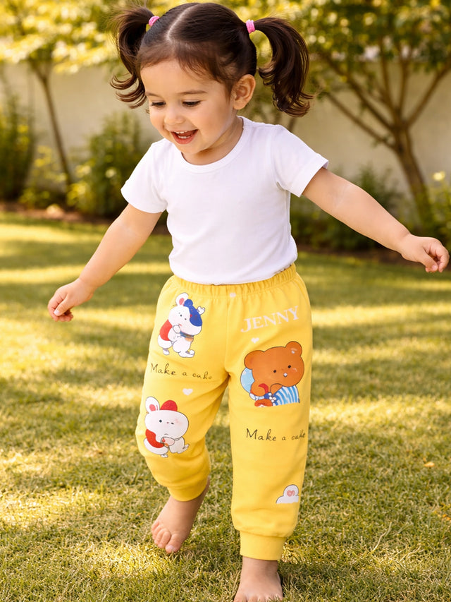Baby Girls Cotton Pyjama Pants with Inner Elastic for Everyday Sleepwear and Lounge Comfort - Pack of 1