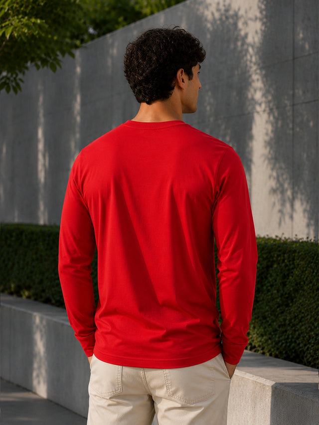 Men T-Shirt Round Neck Full Sleeves with Regular Styling for Everyday Casual Wear and Easy Layering Comfort