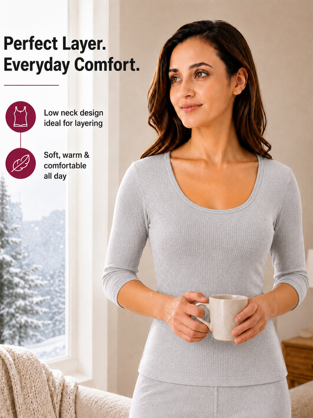Women Thermal Top with Round Neck Full Sleeves, Warm Innerwear Comfort and Everyday Winter Essential - Pack of 1