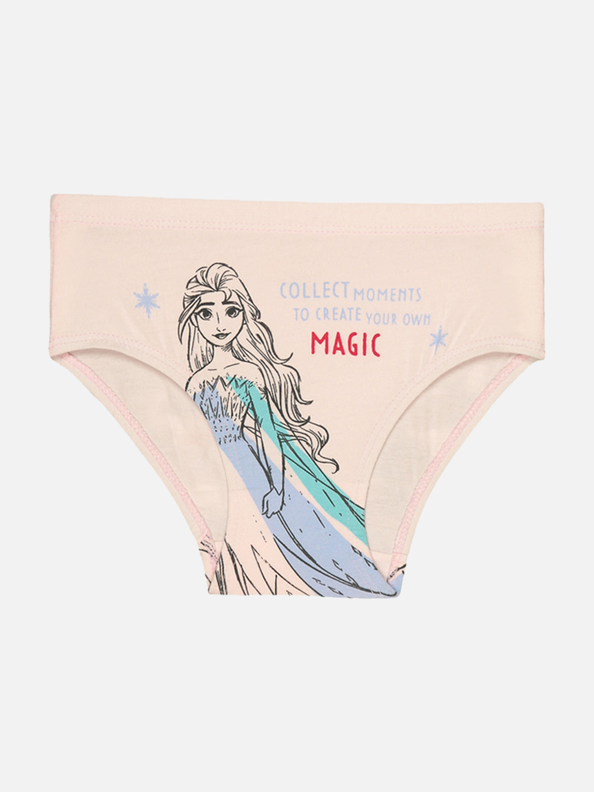 Girls Frozen Cotton Spandex Panty with Inner Elastic Comfort, Soft Fit and Character Print Appeal - Pack of 3