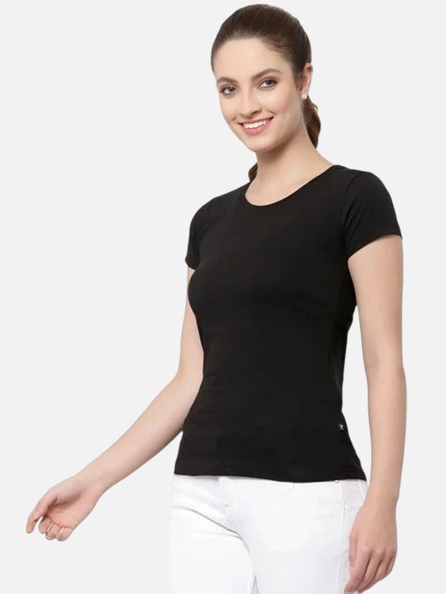 Women Solid T-Shirt Round Neck Half Sleeves with Casual Styling for Everyday Wear and Easy Layering Comfort