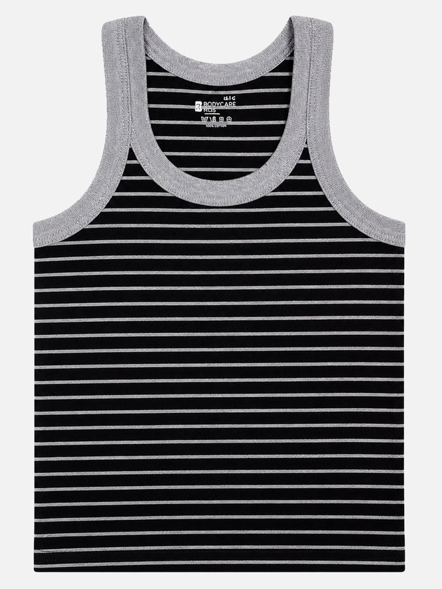 Boys Striped Round Neck Sleeveless Innerwear Vest for Everyday Comfort, Easy Layering and Wardrobe Essentials - Pack of 3