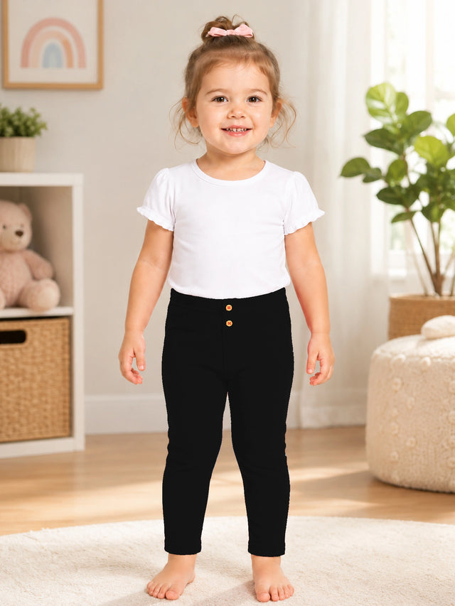 Baby Girls Cotton Blend Full Length Track Pant with Soft Stretchable Fabric and Elastic Waistband for Casual Bottom Wear