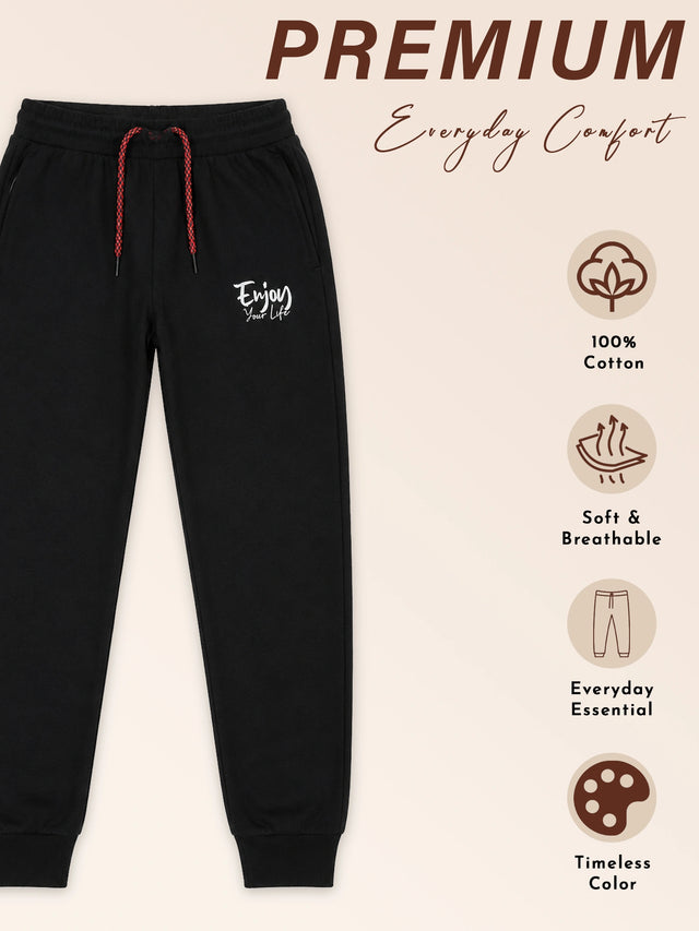 Boys French Terry Cotton Track Pant with Regular Fit Jogger Style for Casual Wear and Comfortable Active Movement