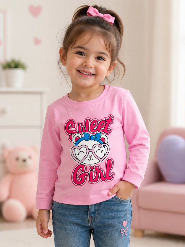 Baby Girls Solid T-Shirt Round Neck Full Sleeves Casual Wear Top for Playtime, Travel and Everyday Outfits - Pack of 1