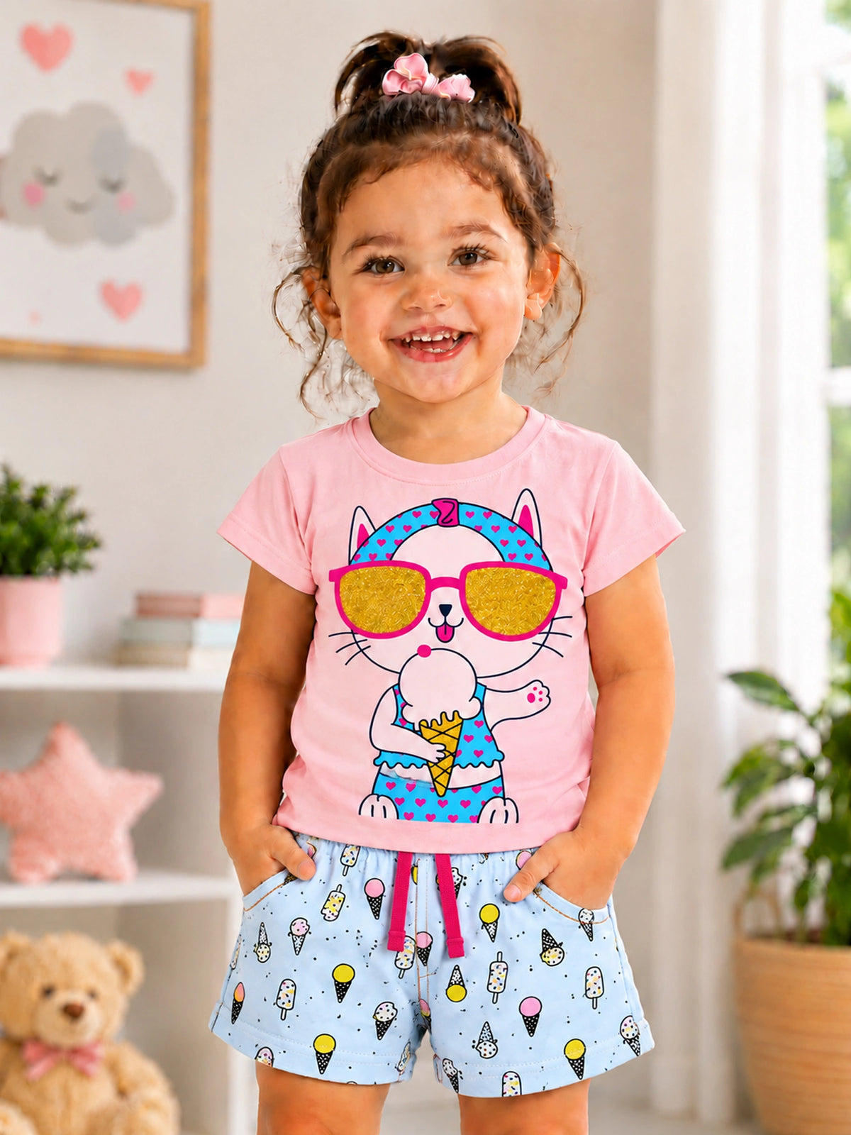 Baby Girls Printed Shorts with Casual Babywear Styling for Everyday Comfort, Easy Movement and Regular Use