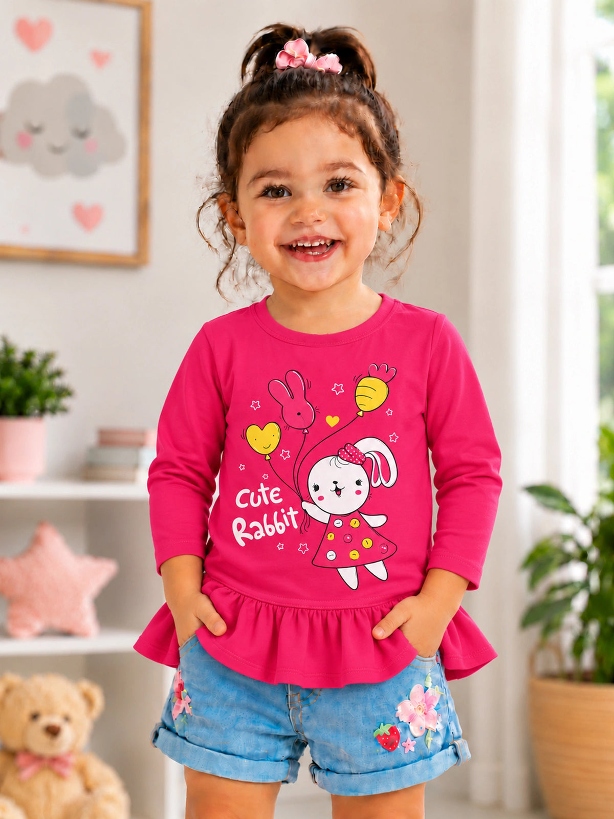 Baby Girls 100% Cotton Full Sleeve Frock with Breathable Fabric, Skin Friendly Regular Fit and Comfortable Wear - Pack of 1