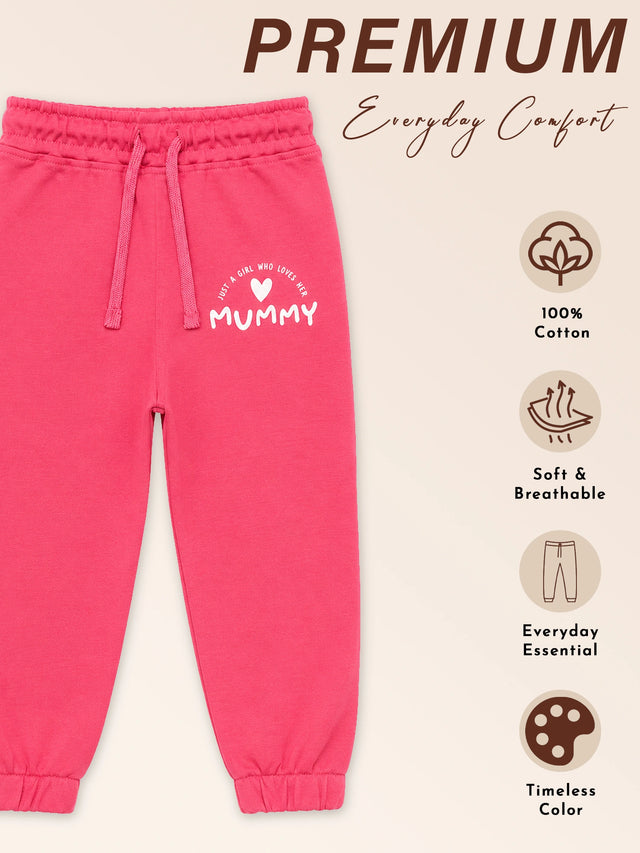 Baby Girls Interlock Track Pant with Printed Regular Fit for Casual Wear, Lounge Comfort and Easy Movement