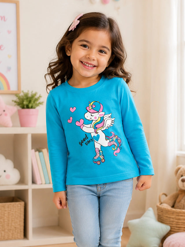 Baby Girls Solid T-Shirt Round Neck Full Sleeves Casual Wear Top for Playtime, Travel and Everyday Outfits - Pack of 1
