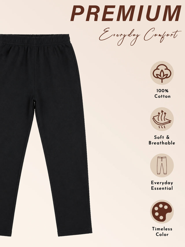 Girls 100% Cotton Solid Track Pant with Side Pockets and Regular Fit Jogger Styling for Comfortable Kids Activewear