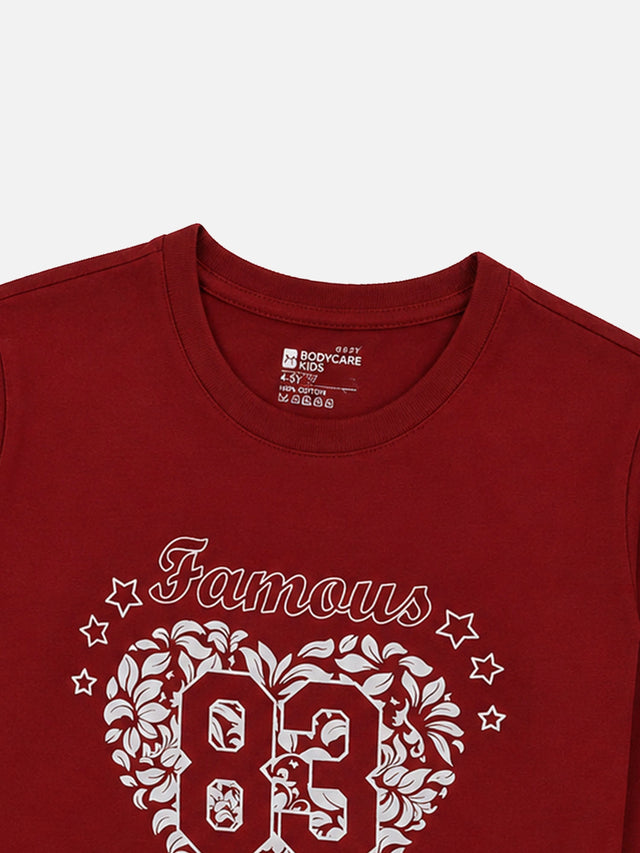 Girls Round Neck Full Sleeves Printed T-Shirt with Casual Styling, Easy Movement and Comfortable Regular Wear Appeal