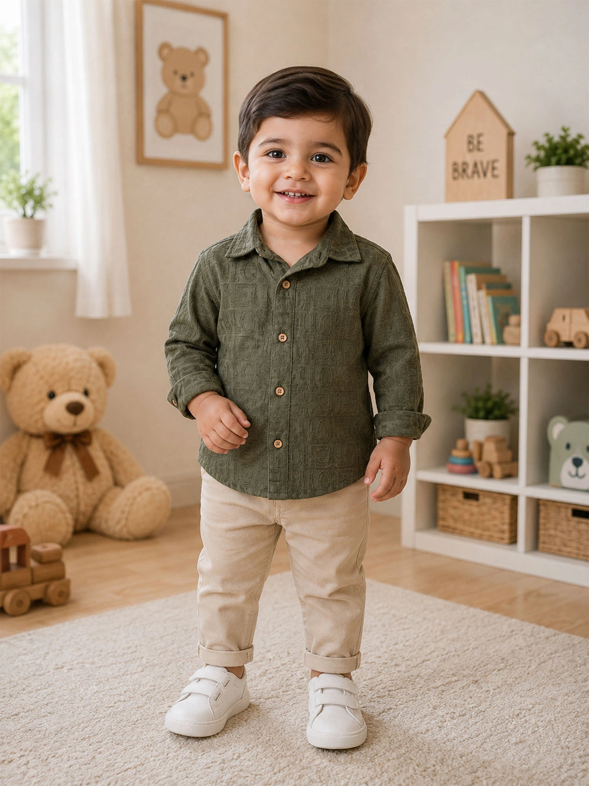 Baby Boys Cotton Full Sleeves Shirt with Regular Fit for Casual Wear, Easy Dressing and Everyday Styling