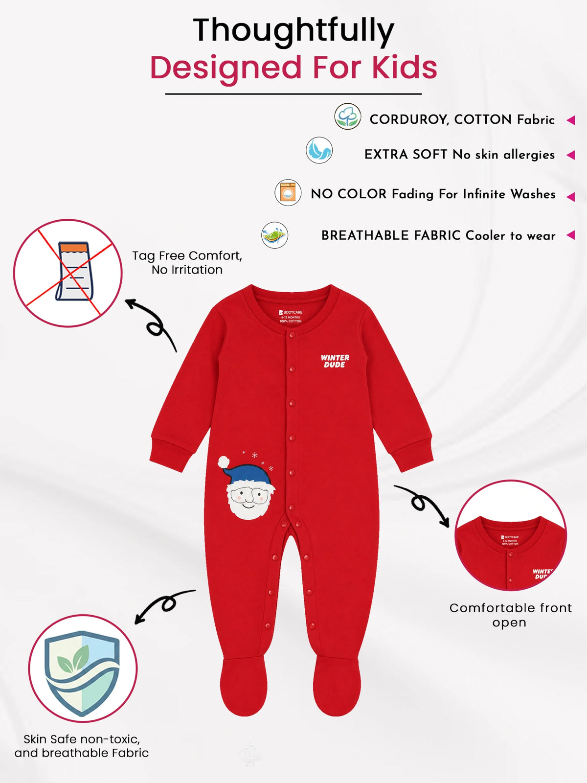 Baby Boys Round Neck Full Sleeves Romper for Everyday Comfort, Easy Dressing and Regular Babywear Use