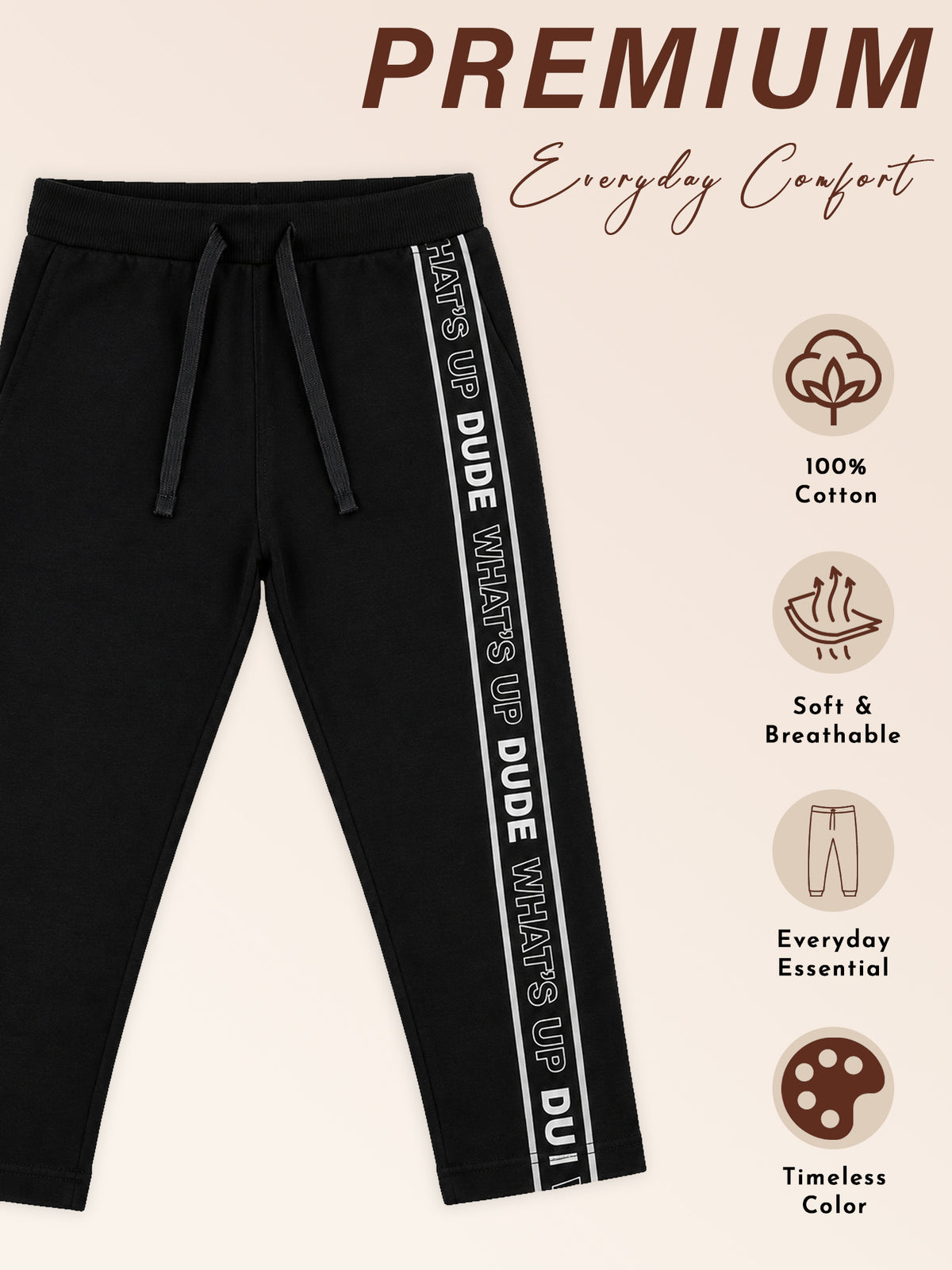Baby Boys Solid Track Pant for Comfortable Casual Dressing, Lounge Wear and Easy Everyday Movement - Pack of 1
