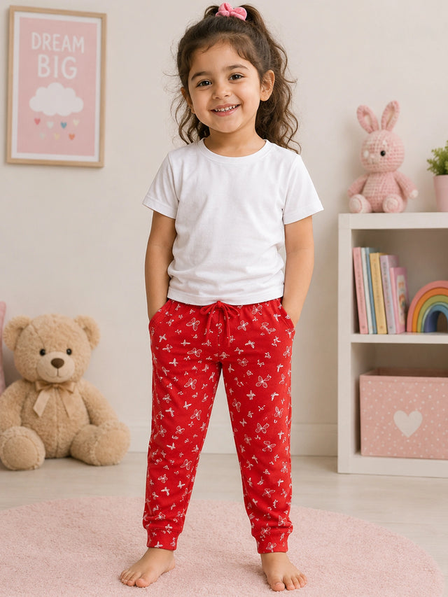 Baby Girls Cotton Track Pant Regular Fit Mid Rise for Everyday Comfort, Lounge Wear, Easy Movement and Wardrobe Essentials