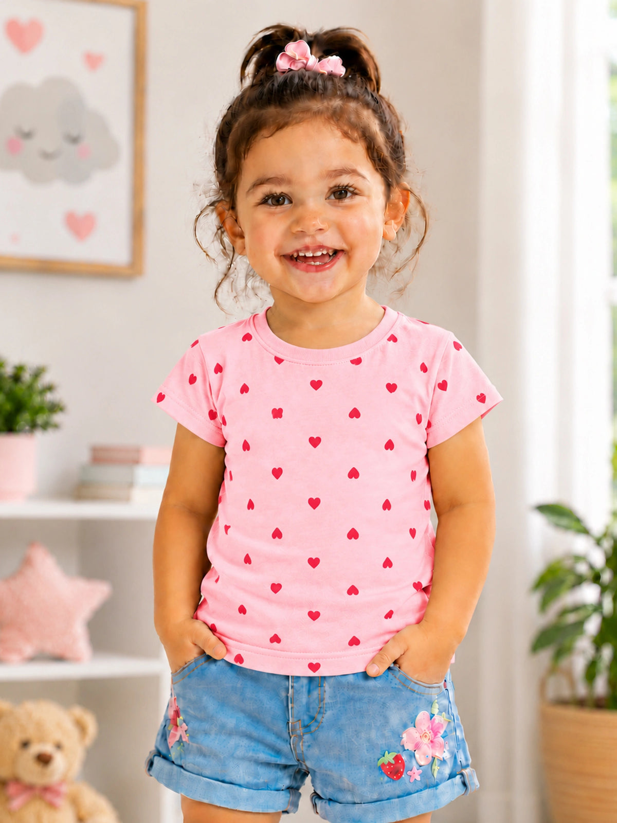 Baby Girls Cotton Round Neck Half Sleeve T-Shirt for Casual Wear, Easy Dressing and Everyday Wardrobe Use - Pack of 1