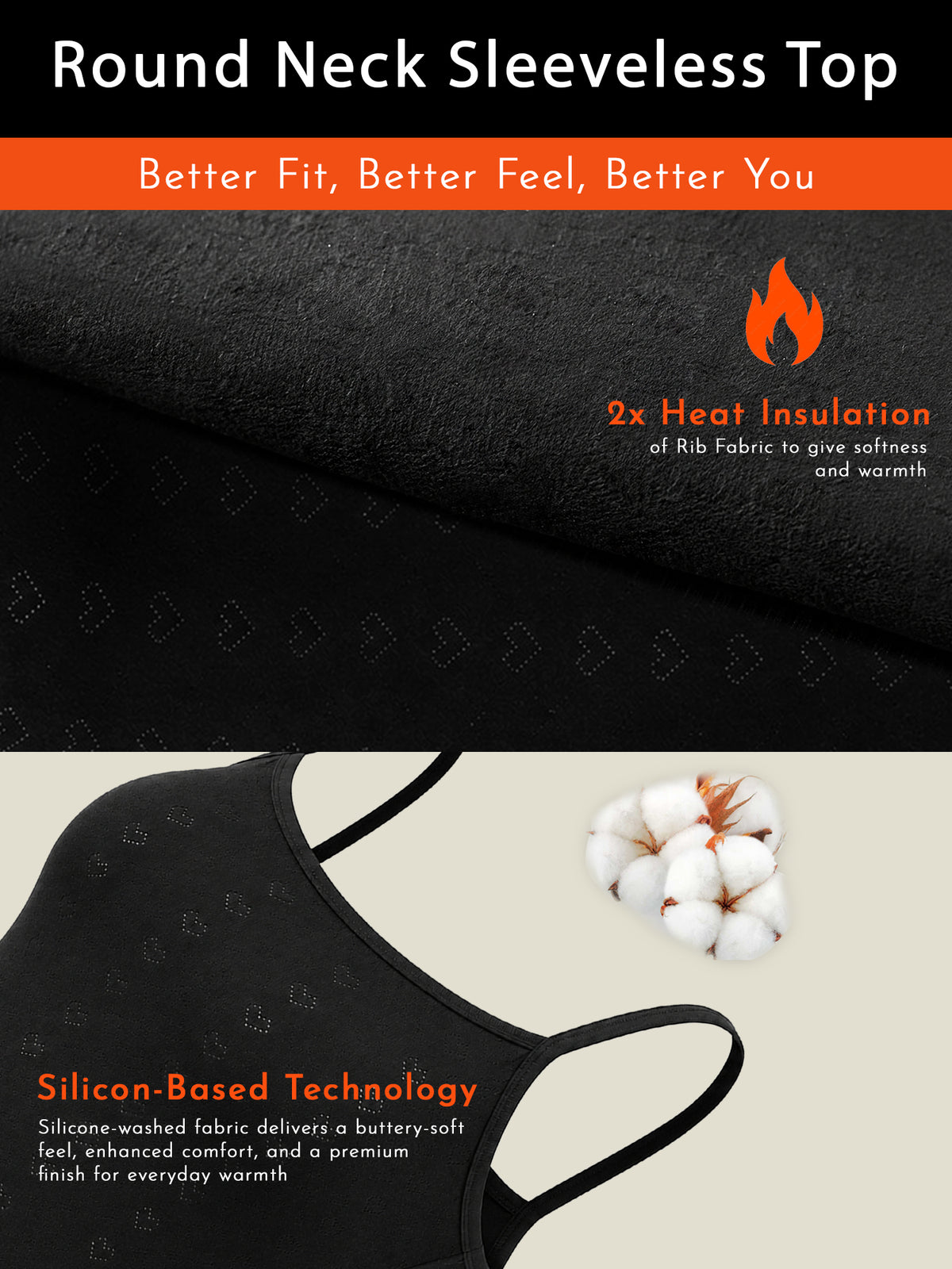 Women Round Neck Sleeveless Thermal Top for Winter Base Layering, Cold-Weather Comfort and Everyday Innerwear - Pack of 1
