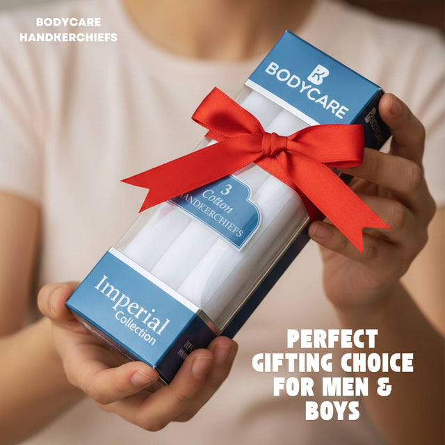 Men 100% Soft Cotton Handkerchief with Stylish Rumal Box Pack for Daily and Formal Use Essentials - Pack of 3