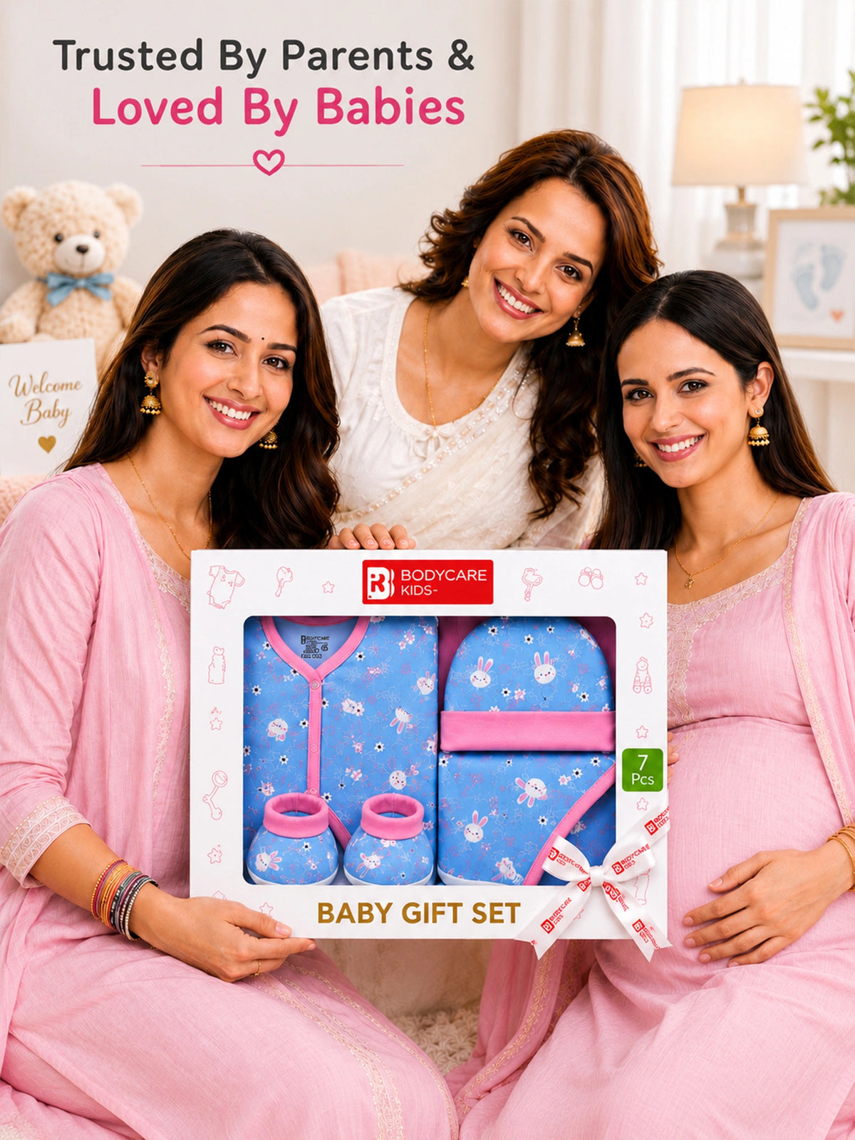 Baby Gift Set for Everyday Baby Care, Coordinated Essentials, Gentle Use and Practical Wardrobe Pairing - Pack of 7