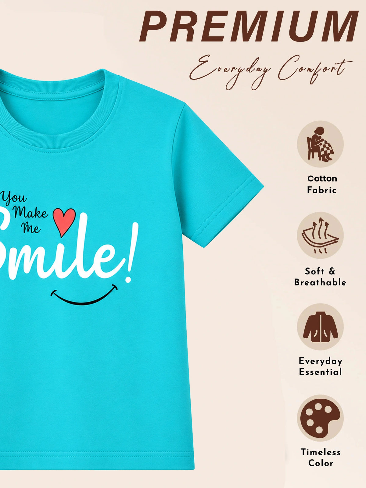 Girls Cotton Round Neck Half Sleeves T-Shirt for Casual Wear, Easy Movement and Everyday Wardrobe Use