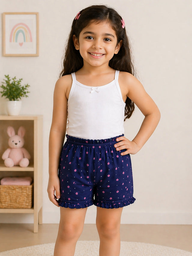 Girls 100% Cotton Bloomer with Attached Elastic for Everyday Innerwear Comfort and Easy Movement - Pack of 3