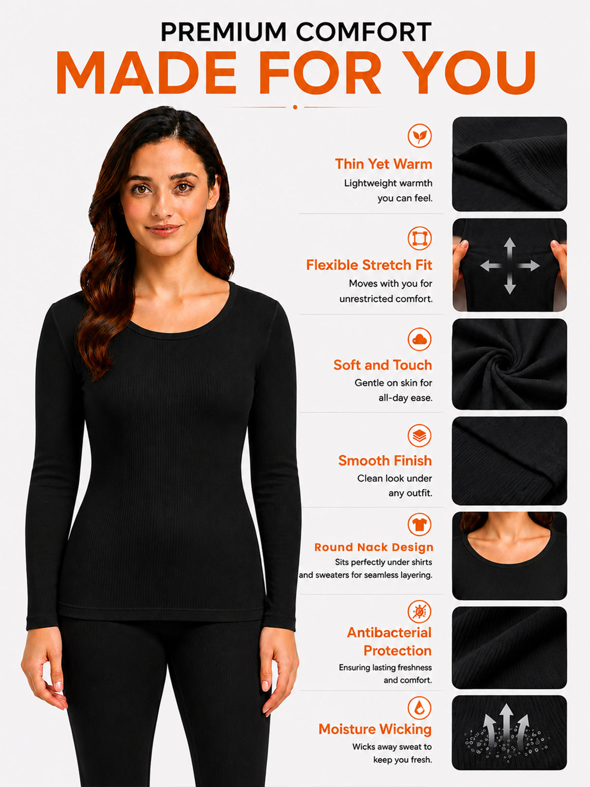 Women Thermal Top with Round Neck and Full Sleeves for Winter Layering, Everyday Warmth and Cold Weather Comfort