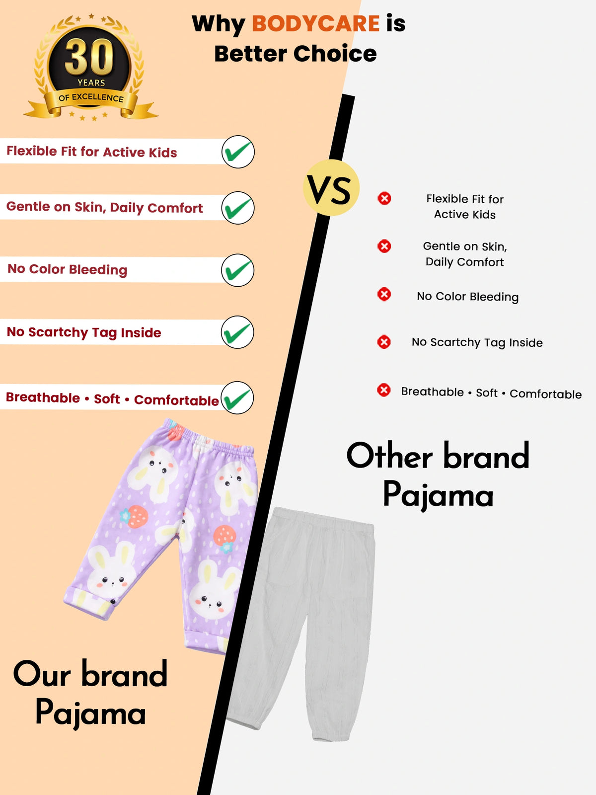 Baby Girls Pyjama with Inner Elastic for Comfortable Sleepwear, Lounge Wear and Everyday Nightwear Use