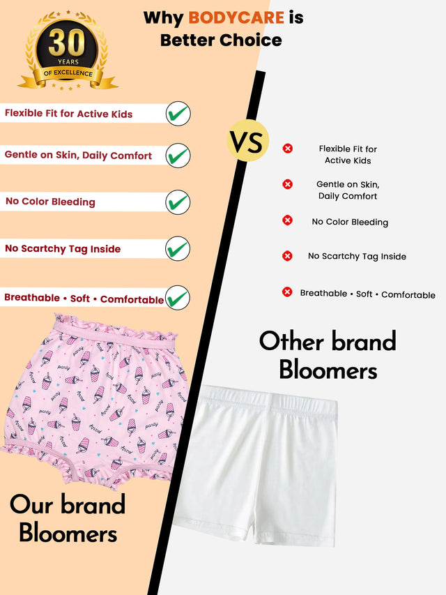 Girls Attached Elastic Bloomer for Everyday Innerwear Comfort, Easy Movement and Wardrobe Use - Pack of 3