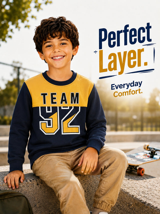 Boys French Terry Sweatshirt for Casual Wear, Everyday Comfort, Easy Movement and Regular Wardrobe Use