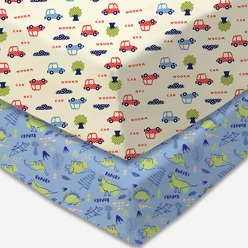 Jurassic Print Fitted Cot Sheet Pack of 2 - Bodycare