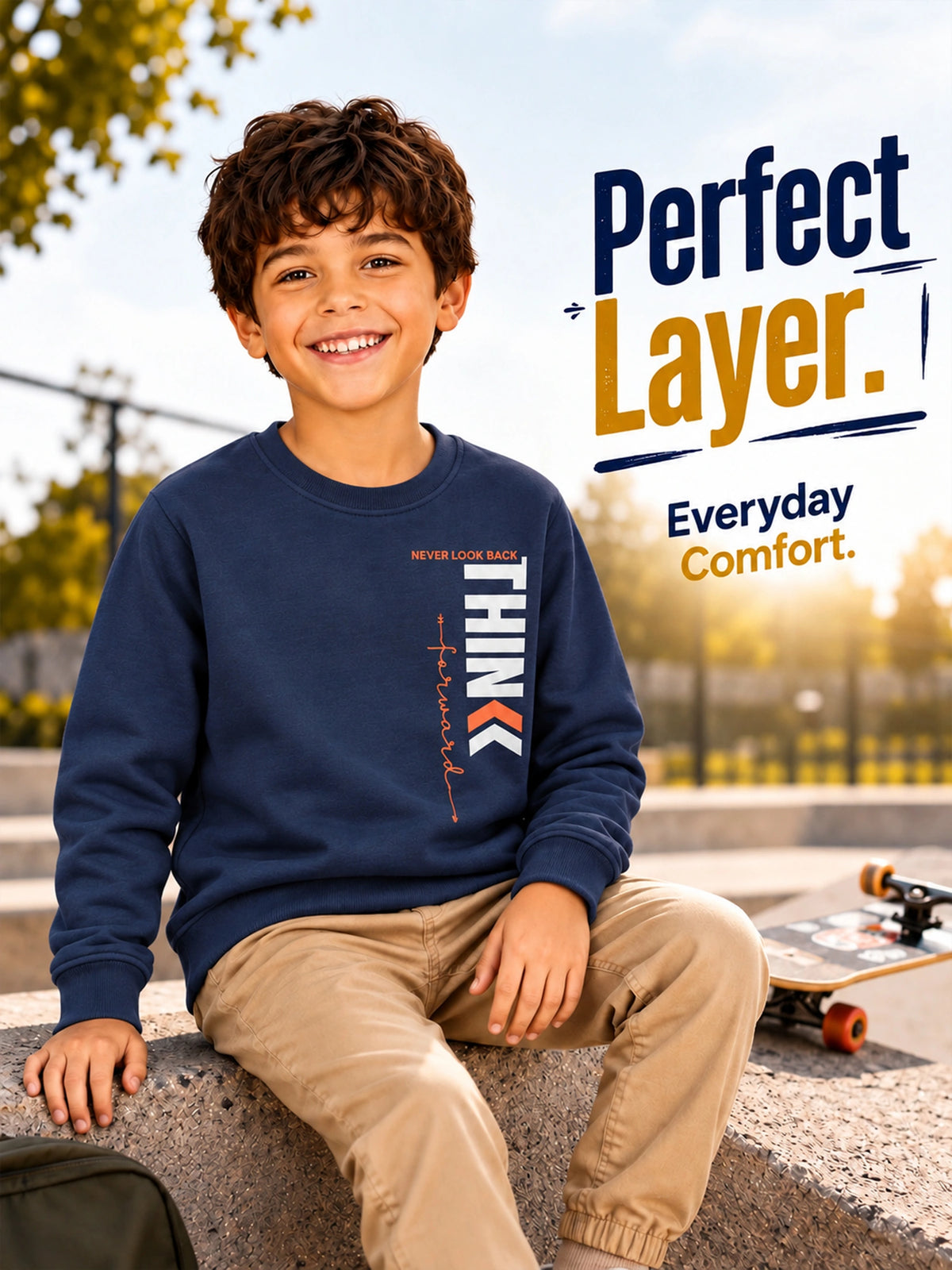 Boys Round Neck Full Sleeves Sweatshirt for Casual Wear, Lounge Comfort, Easy Movement and Regular Wardrobe Use