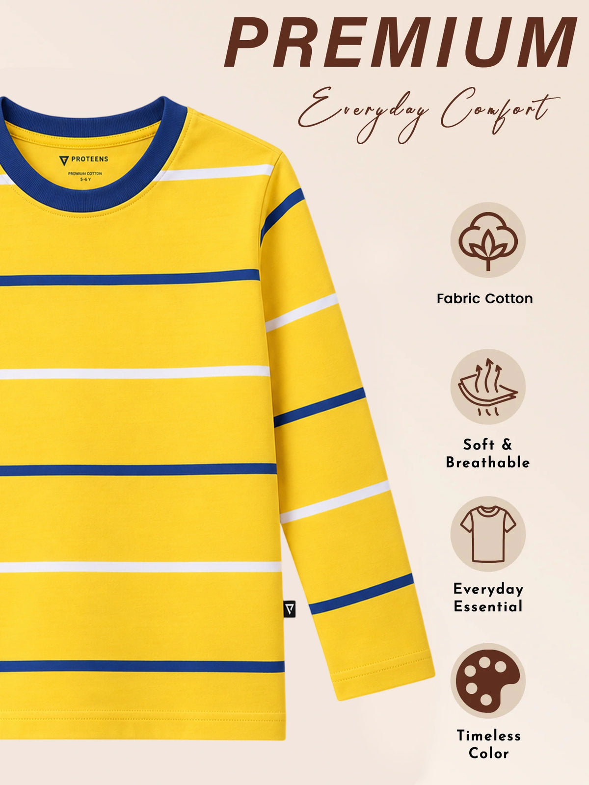 Boys Printed T-Shirt with Round Neck and Full Sleeves for Comfortable Casual Wear and Regular Everyday Use
