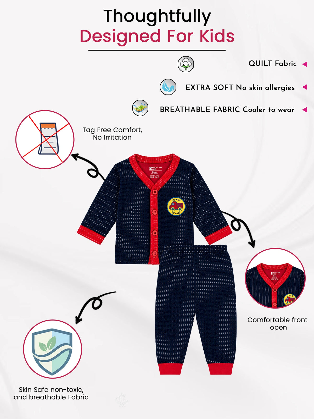 Unisex Pyjama Front Open Full Sleeves for Sleepwear, Lounge Wear and Comfortable Night-Time Dressing Essentials