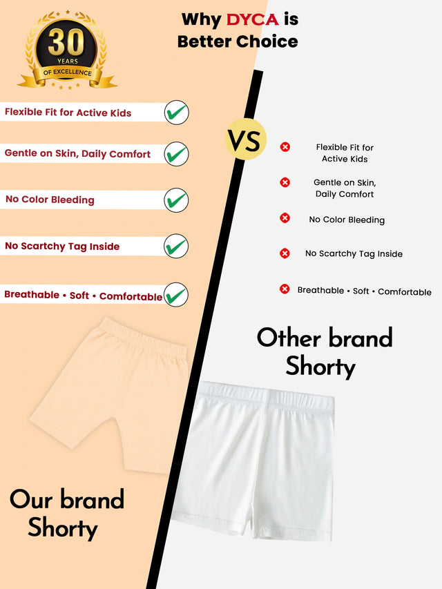 Girls 100% Cotton Shorts with Comfortable Fit for Everyday Essentials, Lounge Wear and Regular Use - Pack of 3