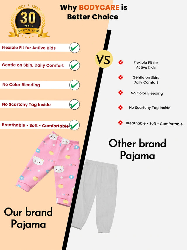 Baby Girls Pyjama with Inner Elastic for Sleepwear, Lounge Comfort and Regular Nightwear Use at Home