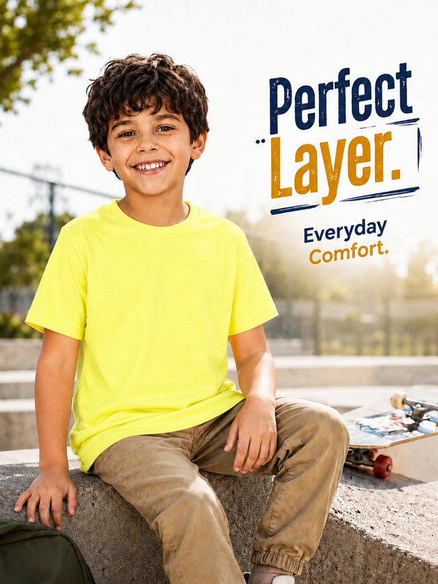 Boys Solid Round Neck Half Sleeves T-Shirt for Casual Wear, Easy Movement and Regular Wardrobe Use - Pack of 2