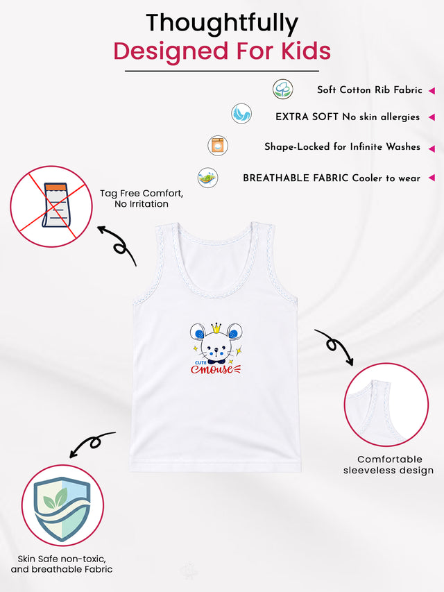 Baby Boys Round Neck Sleeveless Vest Innerwear for Comfortable Daily Wear, Easy Movement and Regular Use - Pack of 3