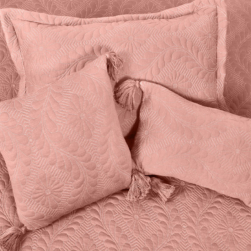 King Size Jersey Bedcover Pink Floral Quilted - Bodycare